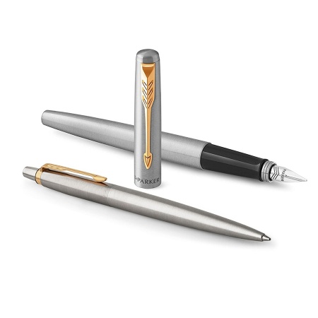 Подарочный набор Parker: Ручка перьевая + ручка шариковая Parker Jotter Core - Stainless Steel GT Подарочный набор Parker: Ручка перьевая + ручка шариковая Parker Jotter Core - Stainless Steel GT