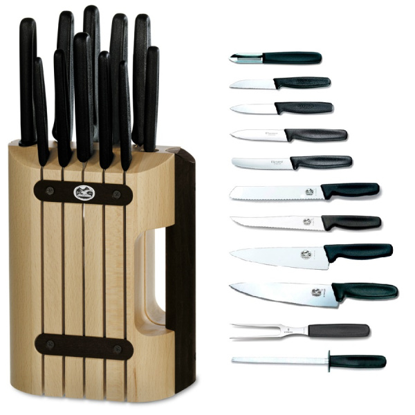 Набор Victorinox кухонный, 11 предметов, в подставке, черный Набор Victorinox кухонный, 11 предметов, в подставке, черный