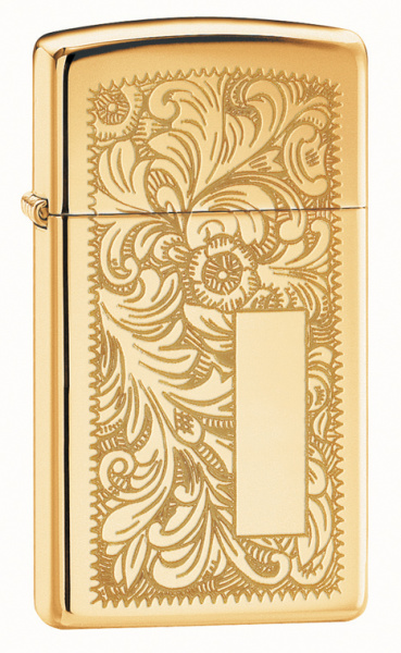 Зажигалка ZIPPO Slim® Venetian® с покрытием High Polish Brass 1652B Зажигалка ZIPPO Slim® Venetian® с покрытием High Polish Brass 1652B