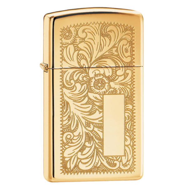 Зажигалка ZIPPO Slim® Venetian® с покрытием High Polish Brass 1652B Зажигалка ZIPPO Slim® Venetian® с покрытием High Polish Brass 1652B